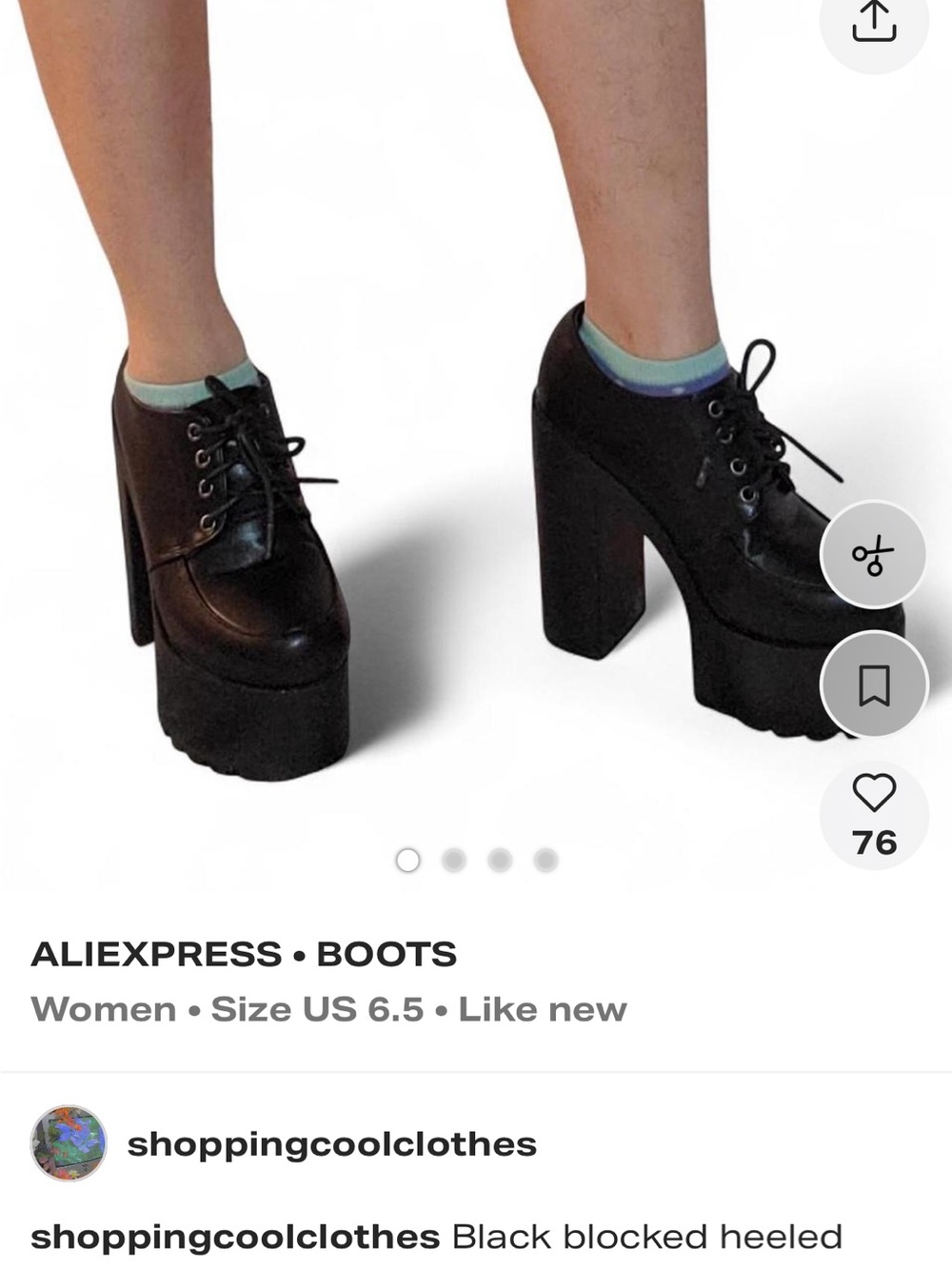 Women’s Black Platform Lace-Up Block Heel Boots